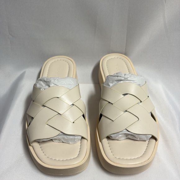Anthropologie Pilcro Woven Slide Sandals Bone White Size 39/8.5 NEW - Picture 4 of 7